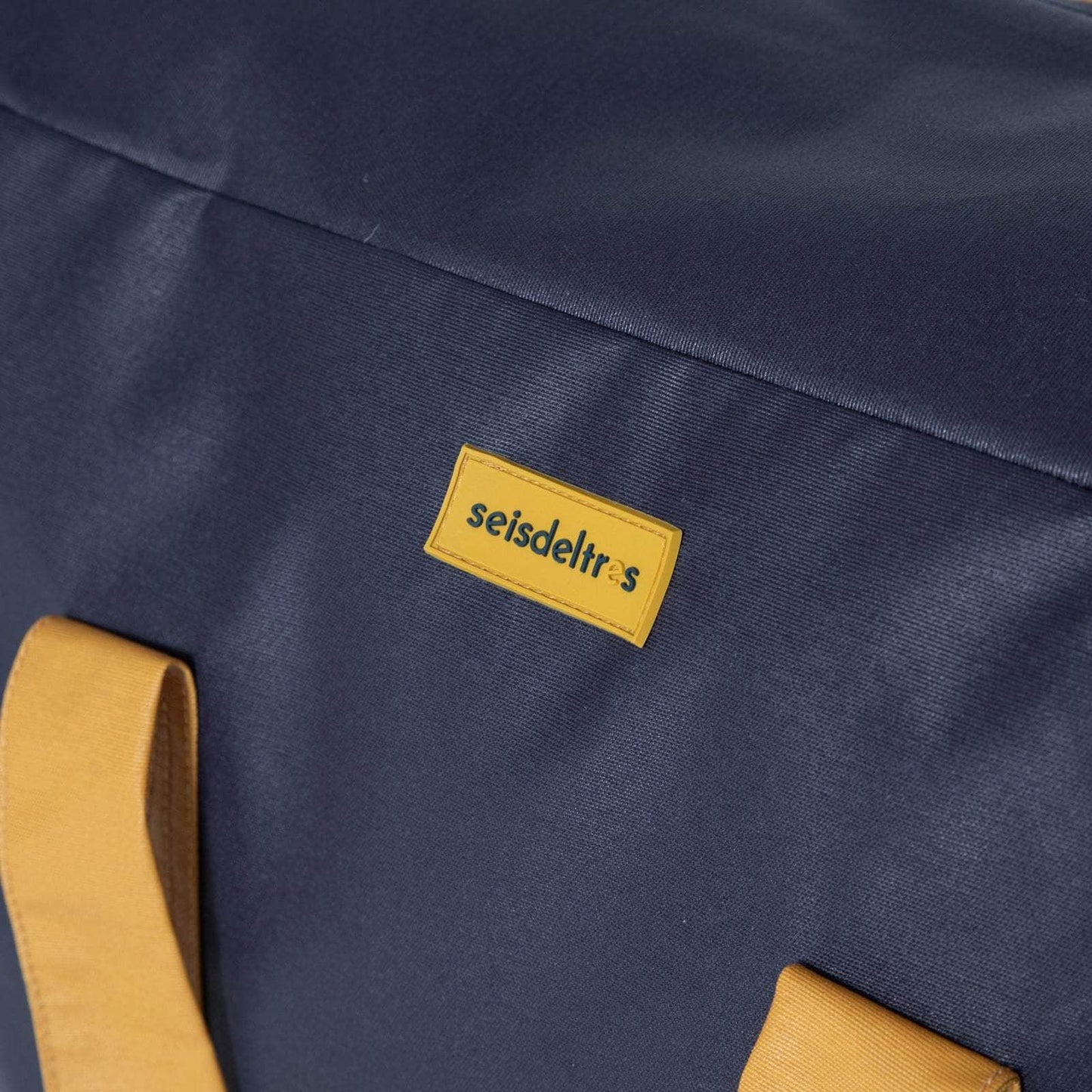 Bolsa MyBigBag Bolsa MyBigBag Azul Marino con asas y cremallera Mostaza Bolsa MyBigBag Azul Marino con asas y cremallera Mostaza