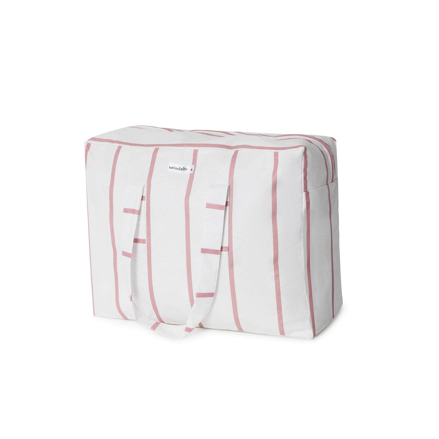 Bolsa MyBigBag Bolsa MyBigBag Blanca Raya Rosa Bolsa de playa grande y resistente | Impermeable y elegante