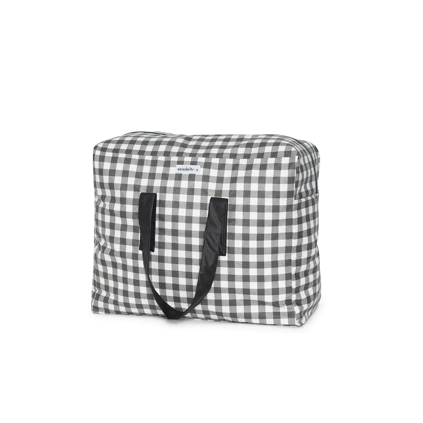 Bolsa MyBigBag Bolsa MyBigBag Cuadros Vichy Negro con asas y cremallera Negras