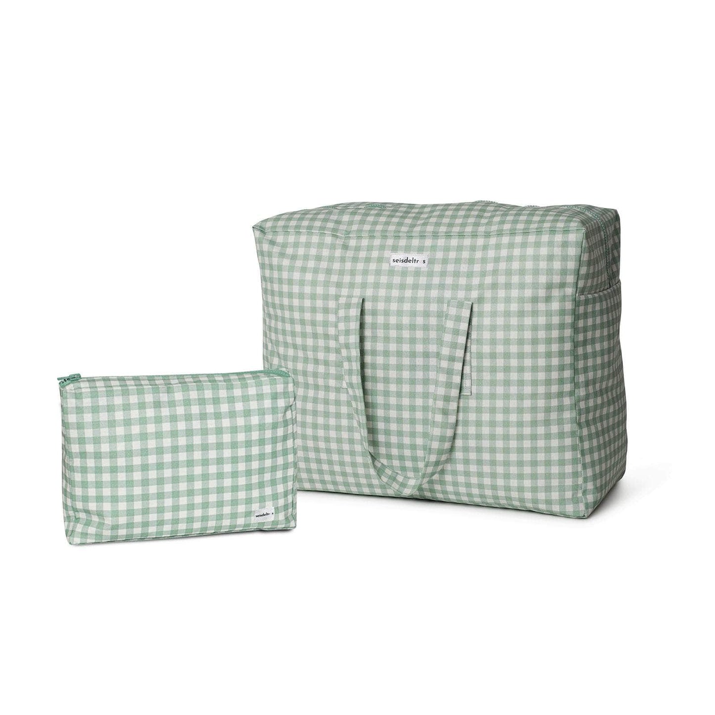 Pack Bolsa MyBigBag y Neceser - Cuadros verde empolvado