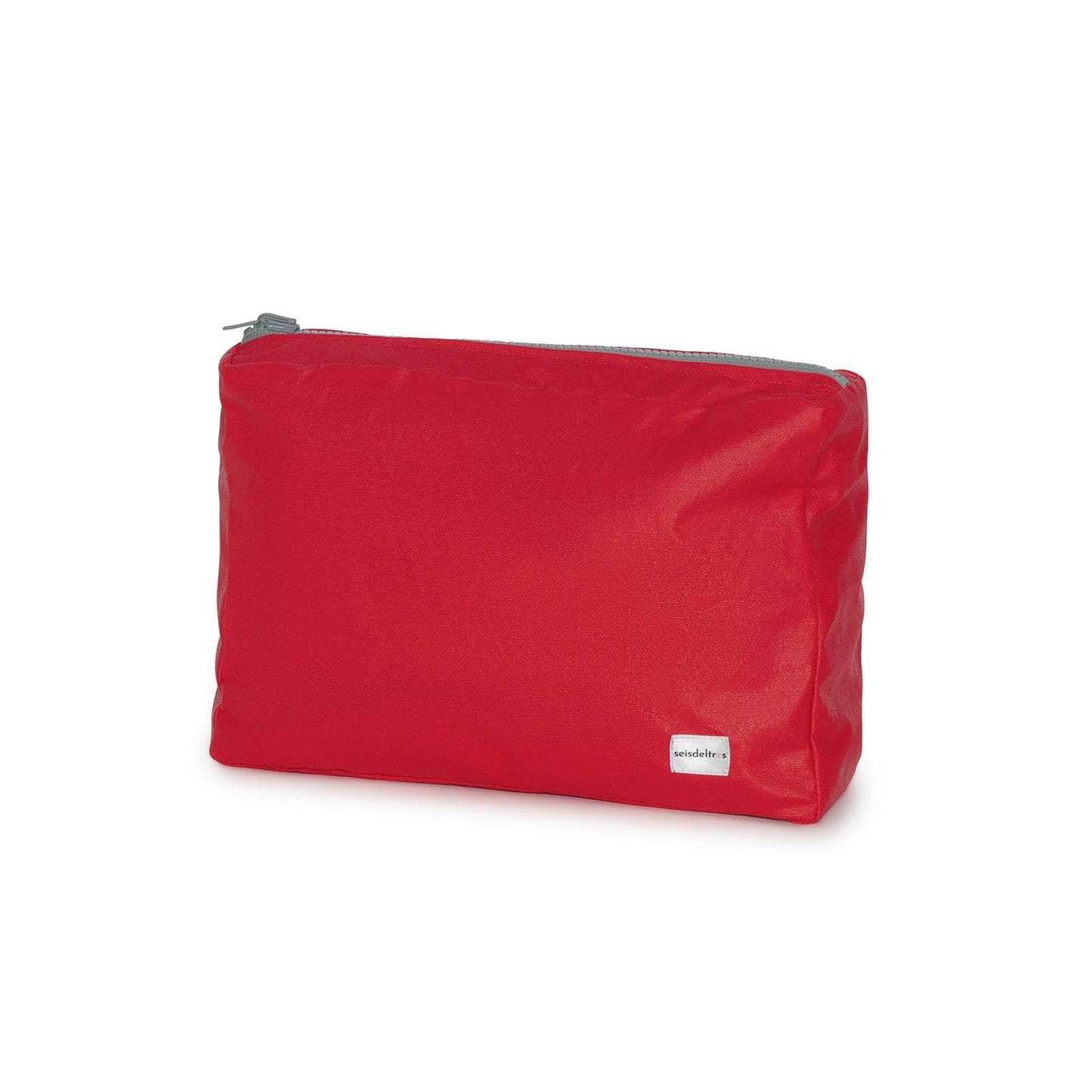 Pack Bolsa MyBigBag y Neceser Reversible - Rojo con asas y cremallera gris marengo