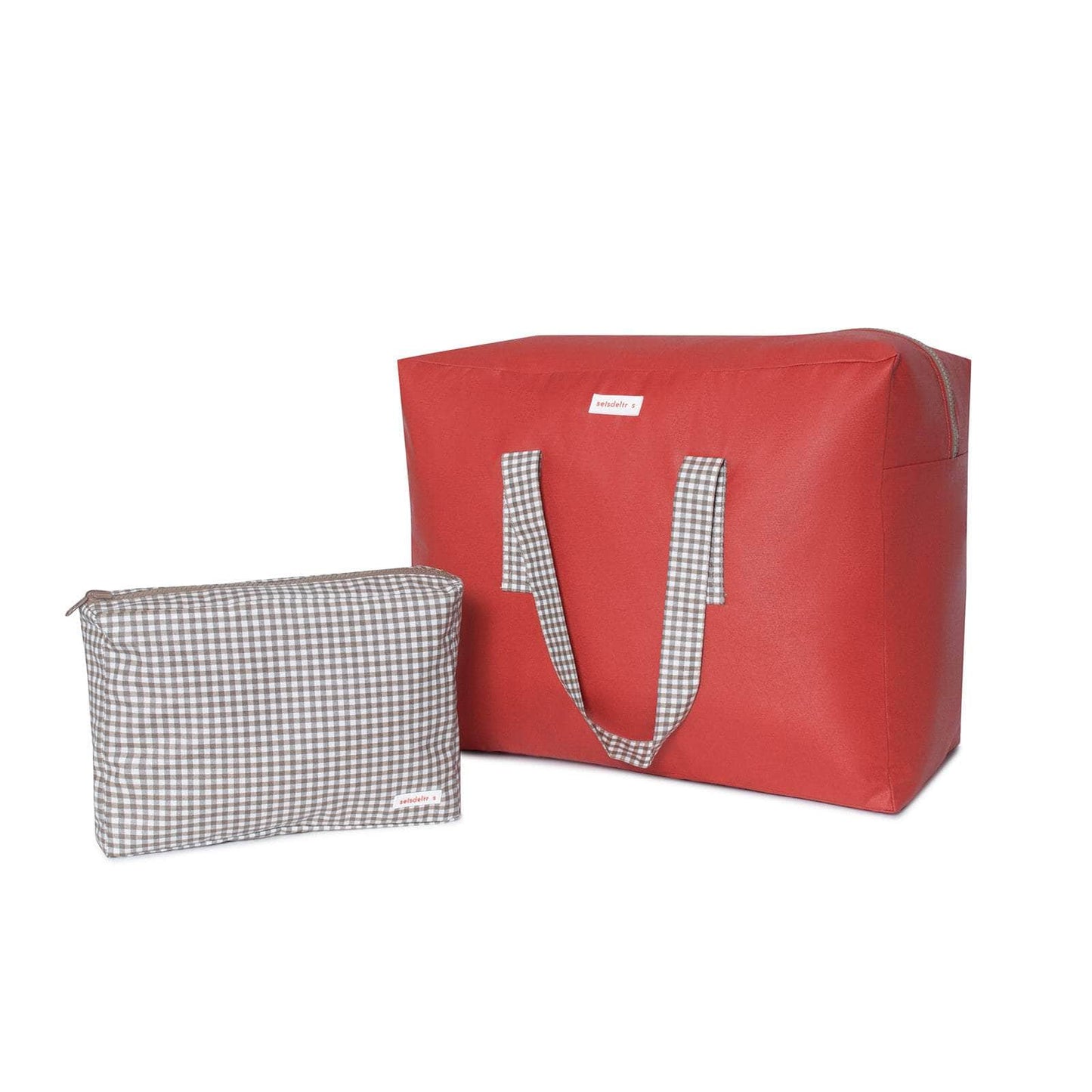 Pack Bolsa MyBigBag y Neceser Reversible - Teja asas minivichy marrón Pack Bolsa MyBigBag y Neceser Reversible - Teja asas minivichy marrón