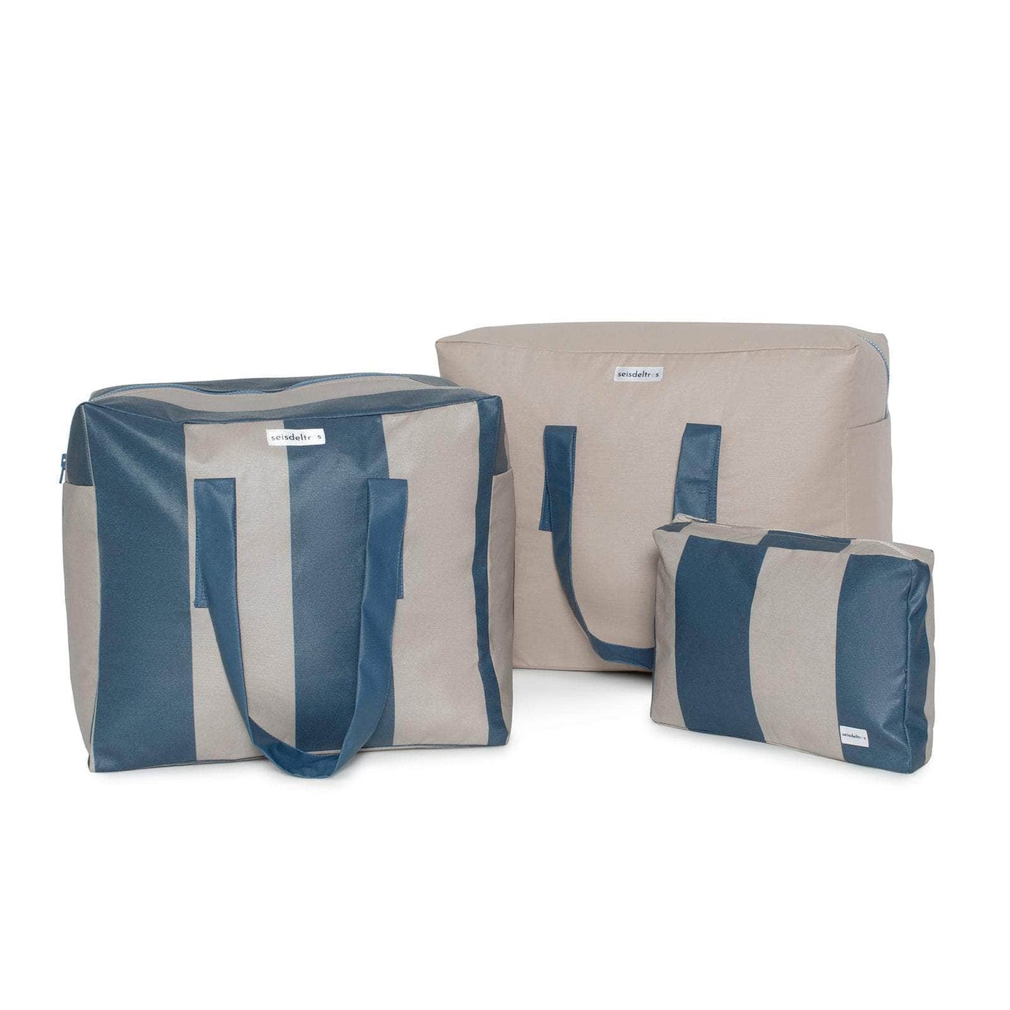 pack mybigbag Pack completo - bolsa L, bolsa XL y neceser - Raya Ancha Petrol/Piedra