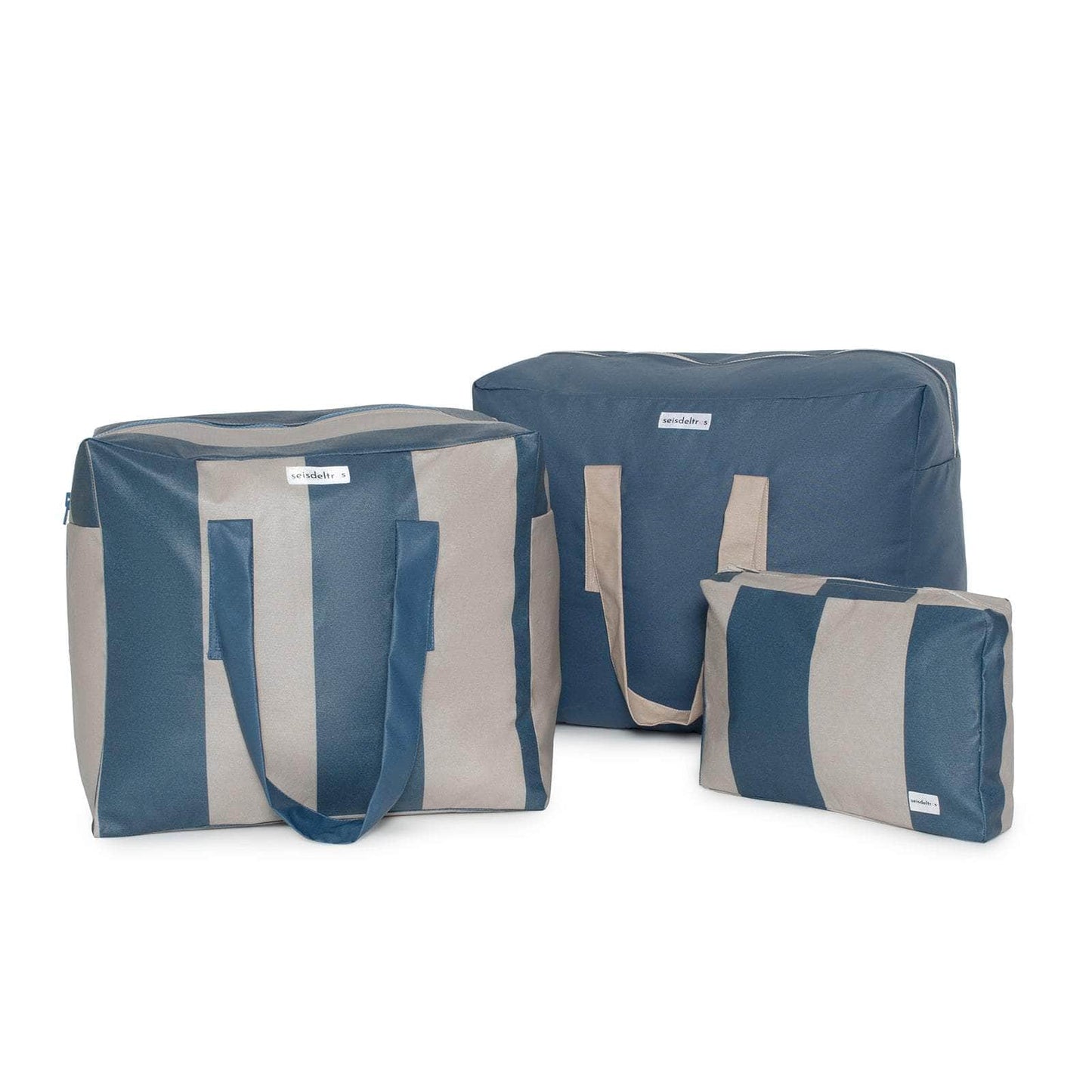 pack mybigbag Pack completo - bolsa L, bolsa XL y neceser - Raya Ancha Petrol/Piedra