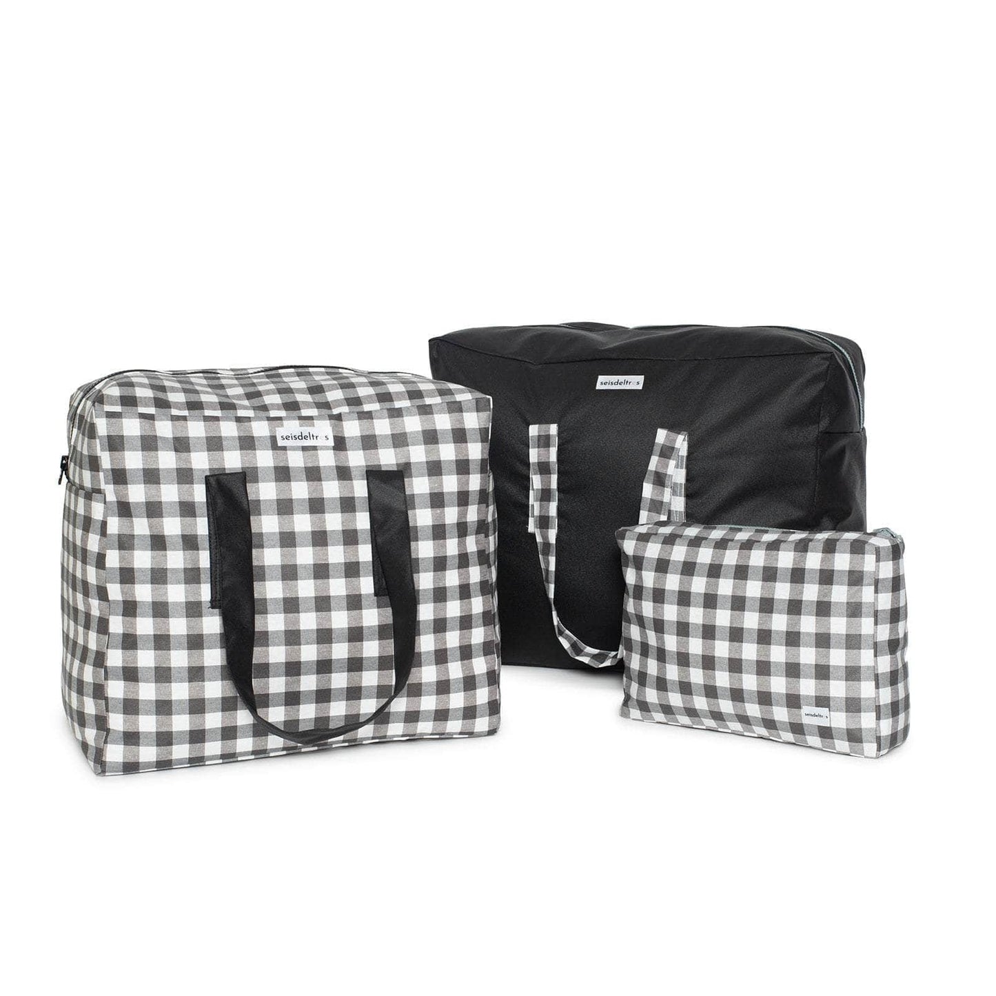 pack mybigbag Pack completo - bolsa L, bolsa XL y neceser - Vichy/Negro