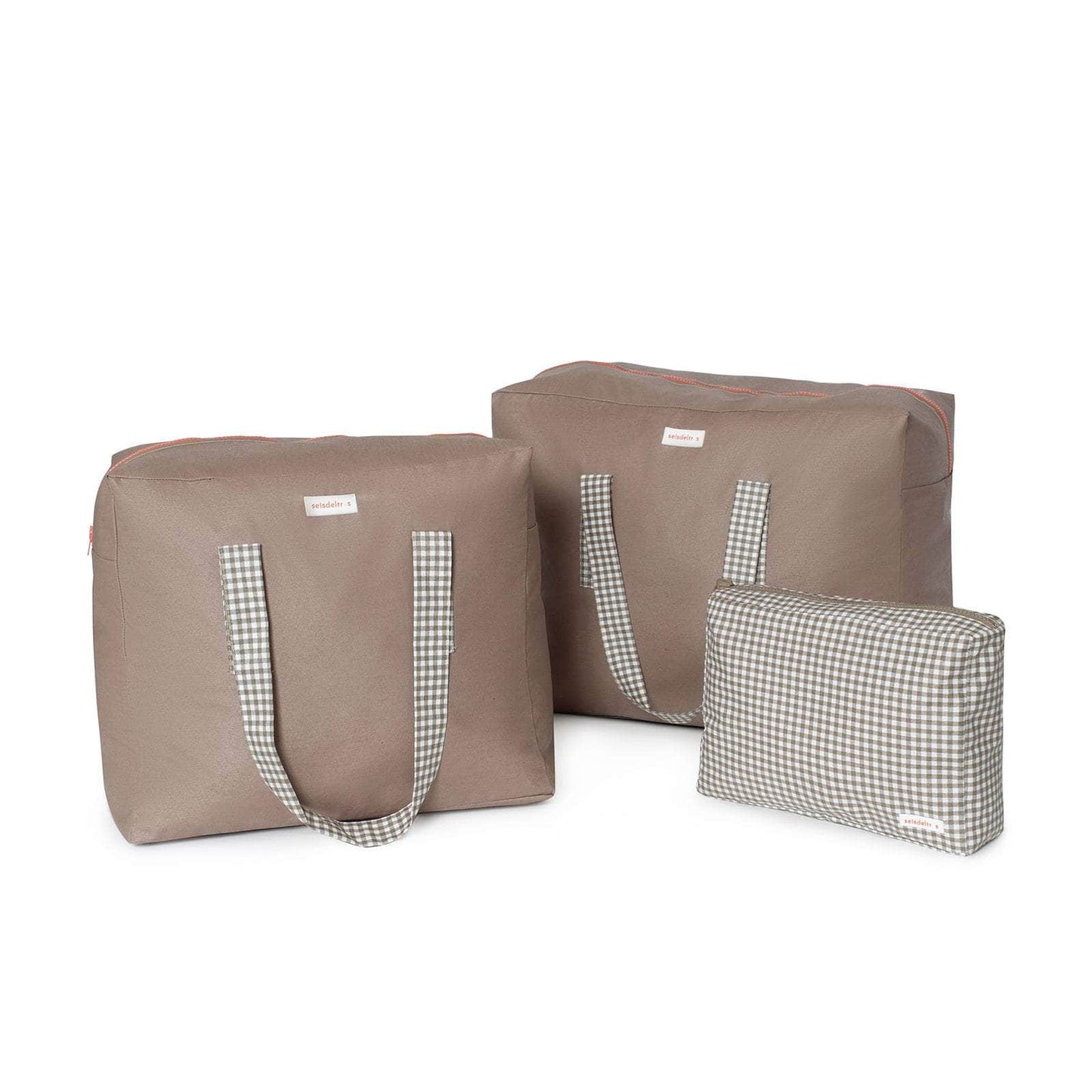 pack mybigbag Pack completo - bolsa XL, bolsa L y neceser - Marrón/Minivichy/Teja Pack completo - bolsa XL, bolsa L y neceser - Marrón/Minivichy/Teja