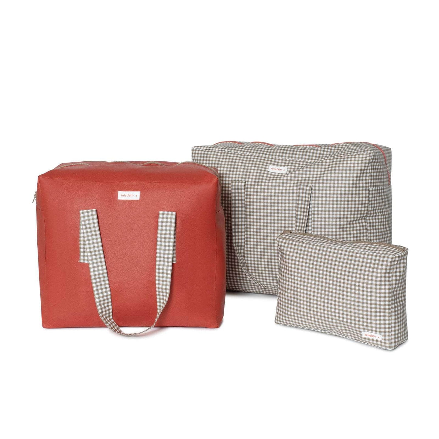 pack mybigbag Pack completo - bolsa XL, bolsa L y neceser - Marrón/Minivichy/Teja Pack completo - bolsa XL, bolsa L y neceser - Marrón/Minivichy/Teja