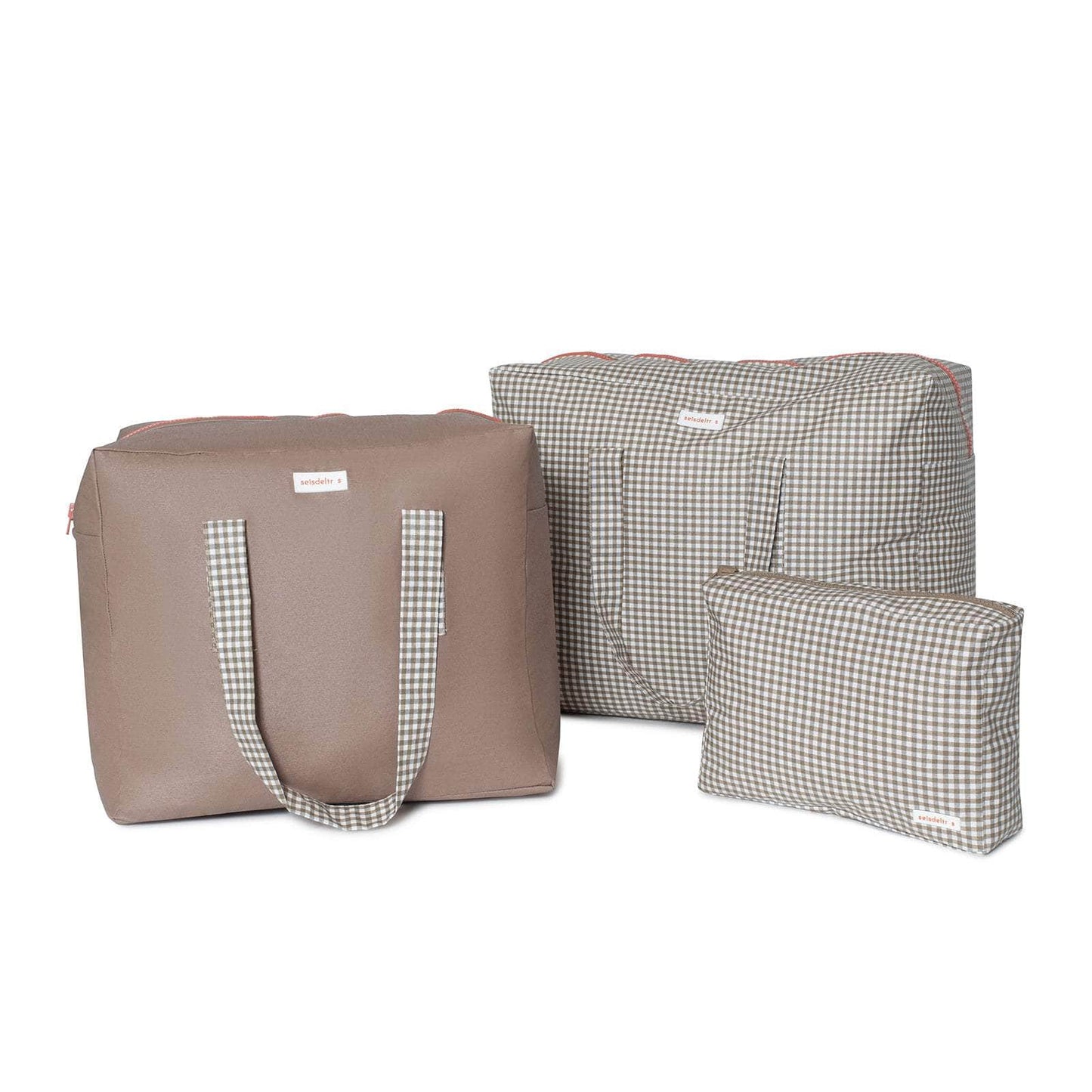 pack mybigbag Pack completo - bolsa XL, bolsa L y neceser - Marrón/Minivichy/Teja Pack completo - bolsa XL, bolsa L y neceser - Marrón/Minivichy/Teja
