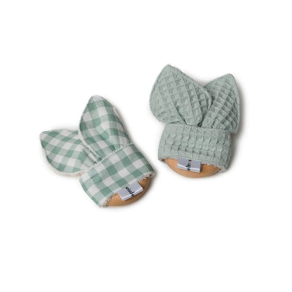 Pack de 2 Mordedores con Aro - Verde (cuadros vichy y Waffle)