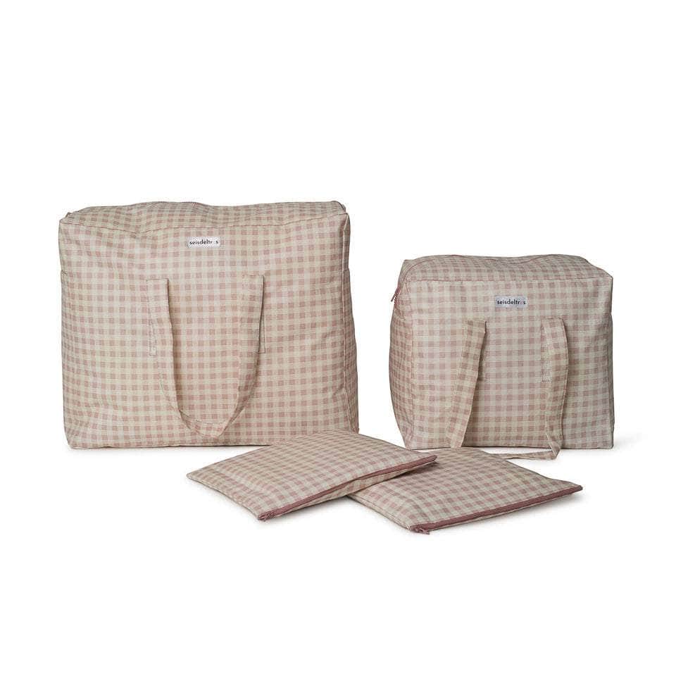 con fundas Pack Dúo Baby - XL y M - Cuadros Rosa Empolvado