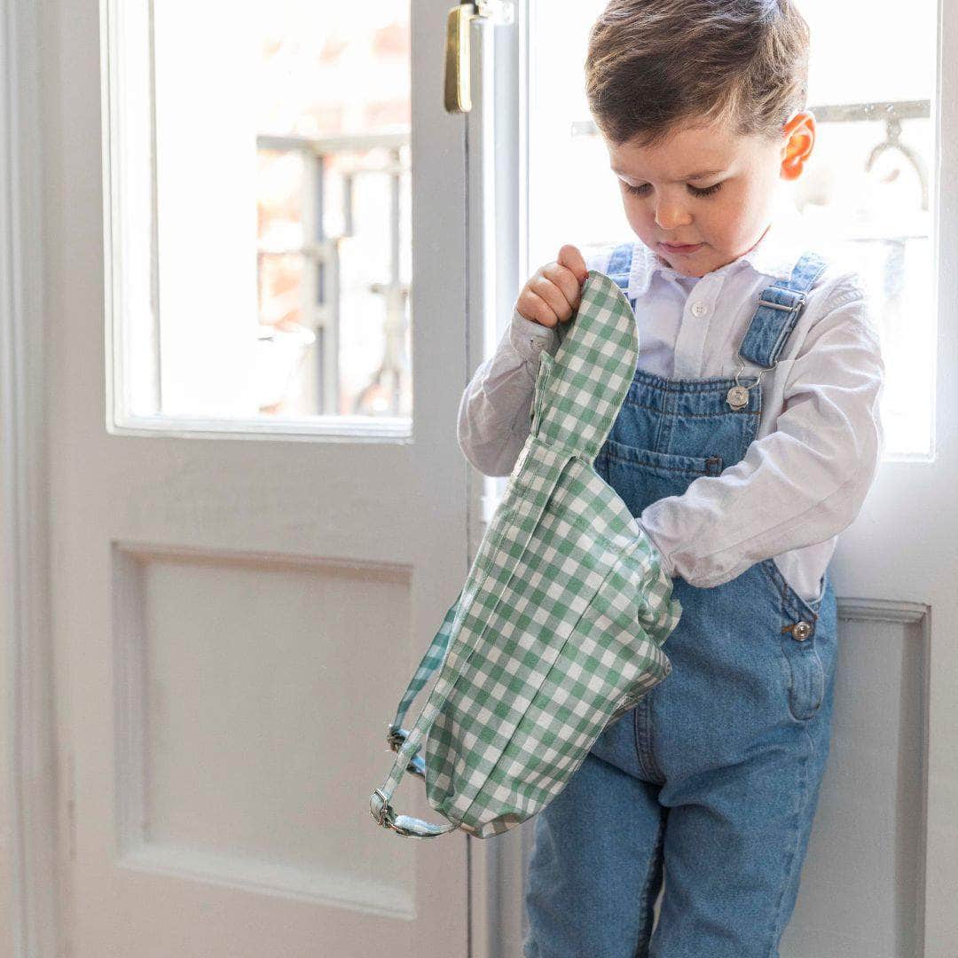 Mochila para bebé Cuadros Verde Empolvado