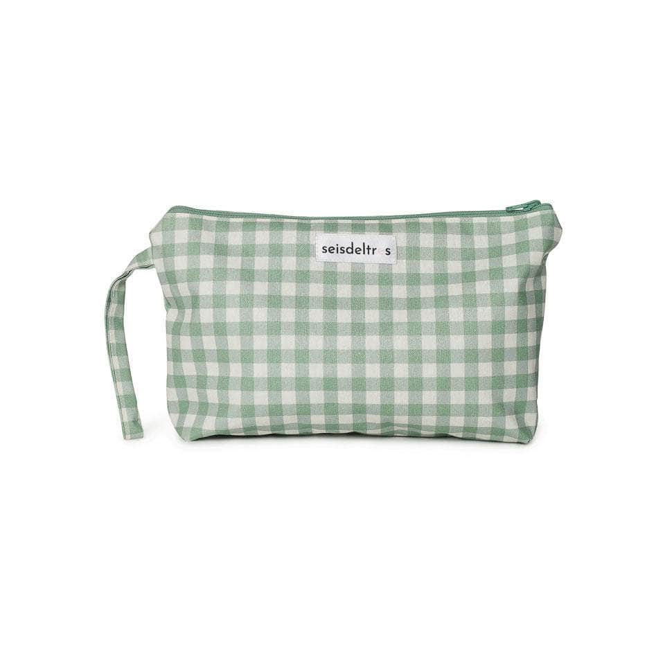 Neceser bebé Reversible Verde Empolvado (cuadros/liso)