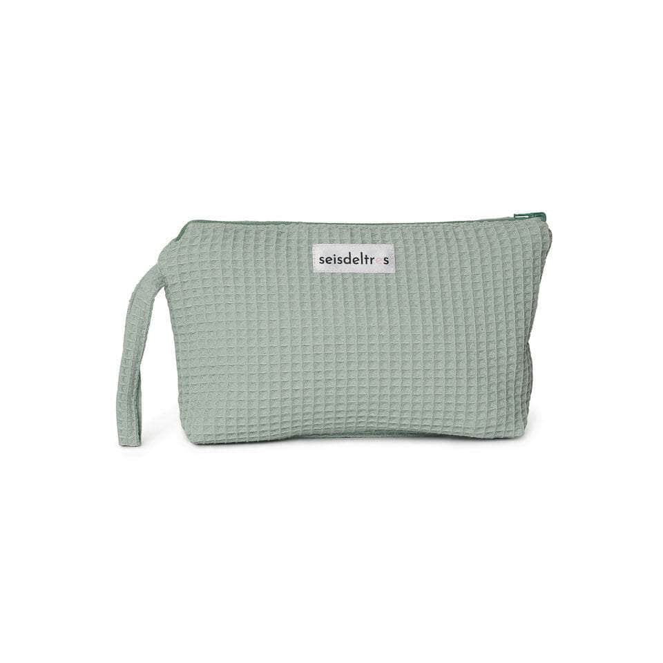 Neceser bebé Reversible Verde Empolvado (cuadros/liso)