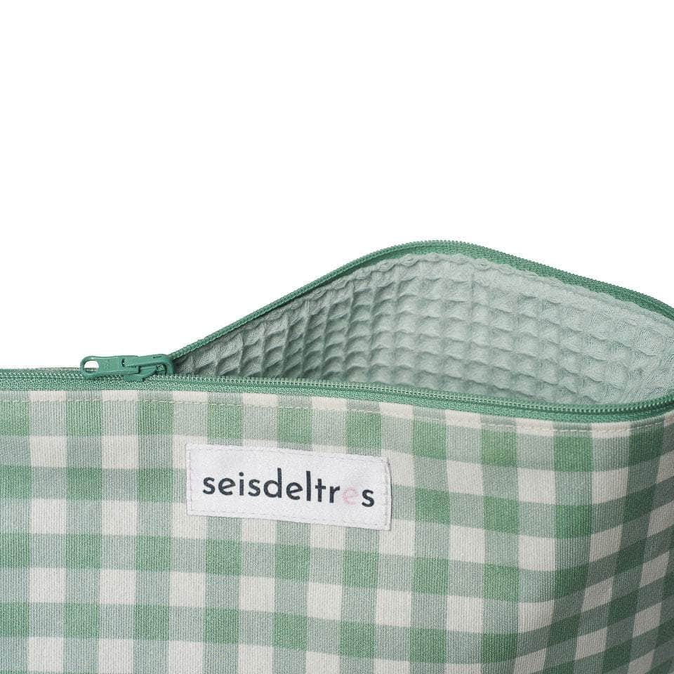 Neceser bebé Reversible Verde Empolvado (cuadros/liso)