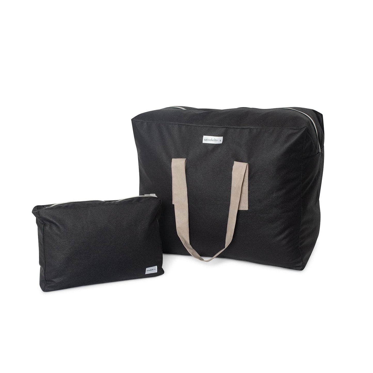 Pack Bolsa MyBigBag Negra con asas piedra y Neceser Negro