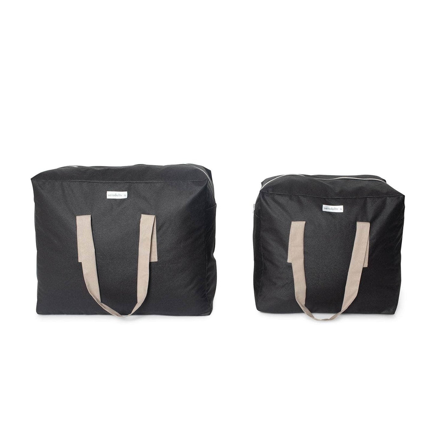 Pack Dúo - XL y L Negra con asas piedra y cremallera piedra