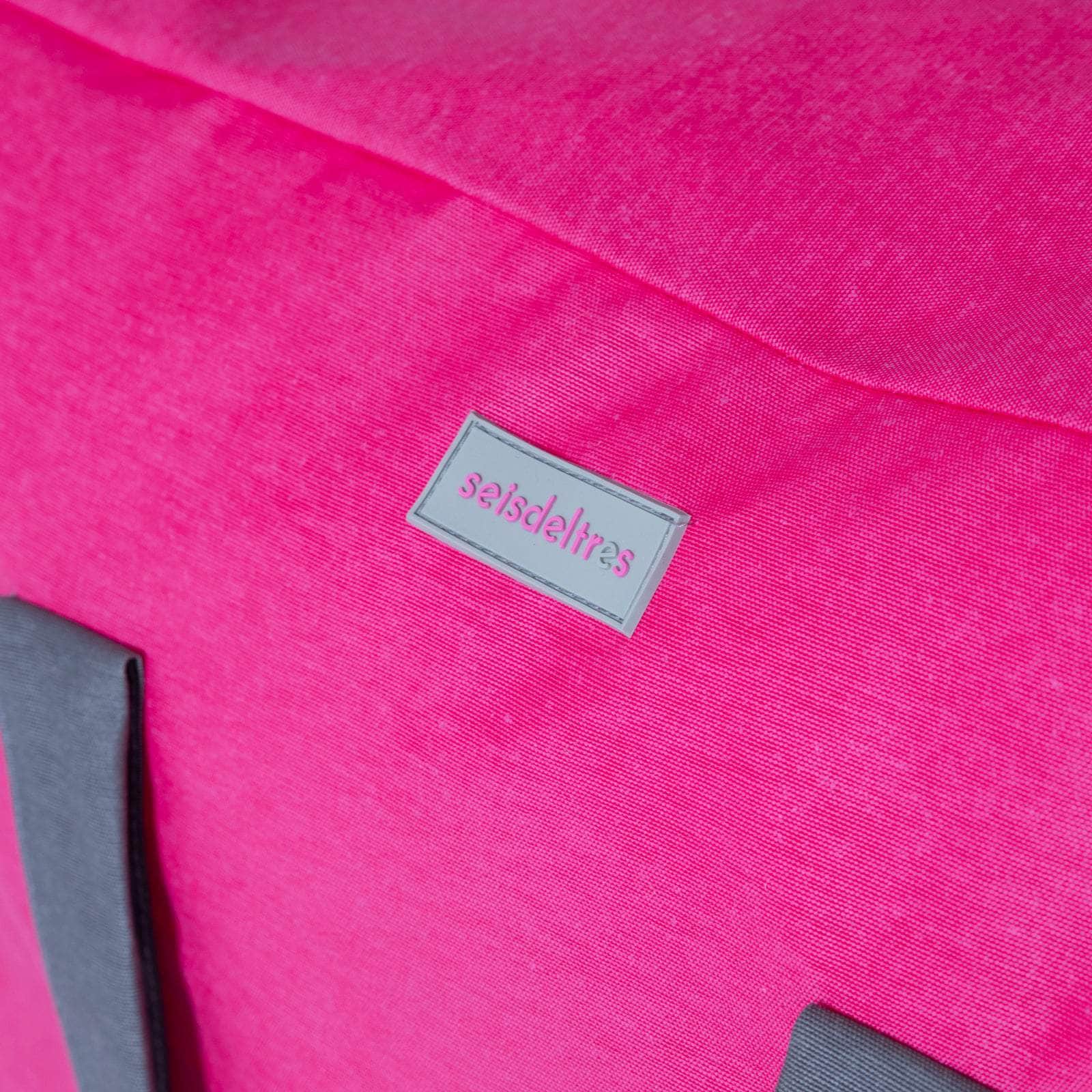 Bolsa MyBigBag Bolsa MyBigBag Rosa Fucsia con asas verde caqui Bolsa MyBigBag Rosa Fucsia con asas verde caqui