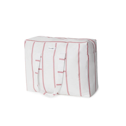 Pack Bolsa MyBigBag y Neceser Blanco Raya Rosa Burdeos Pack Neceser Playa Seisdeltres – Resistente y Repelente al Agua