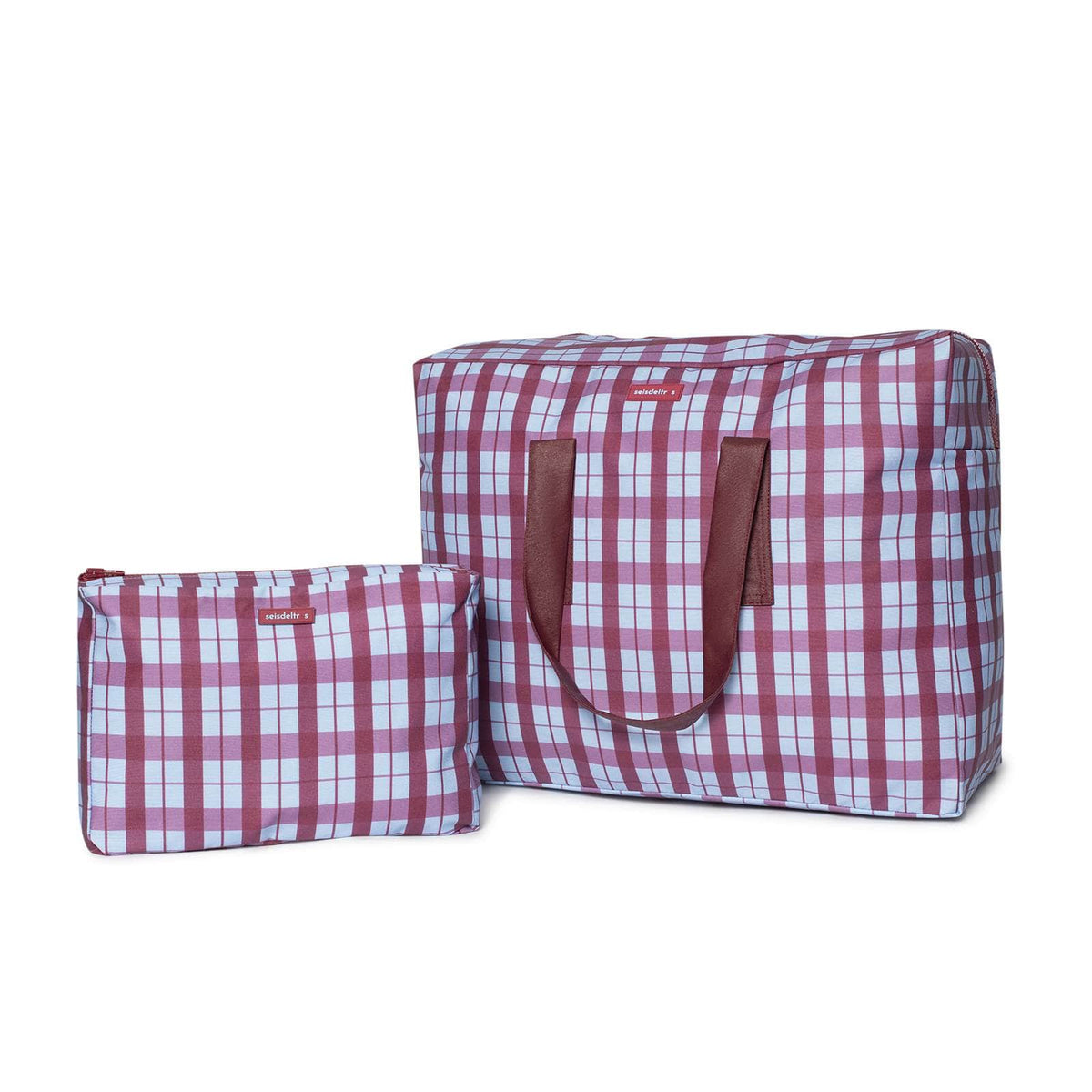 Pack Bolsa MyBigBag y Neceser - Escocesa Burdeos Pack Bolsa MyBigBag y Neceser - Escocesa Burdeos