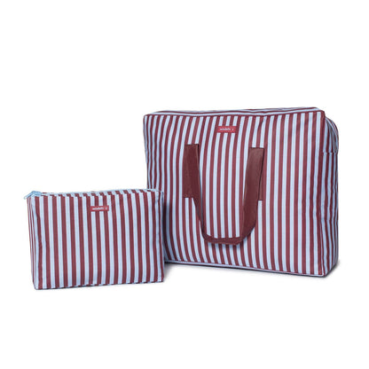 Pack Bolsa MyBigBag y Neceser - Rayas Burdeos / Azul Hielo Pack Bolsa MyBigBag y Neceser - Rayas Burdeos / Azul Hielo