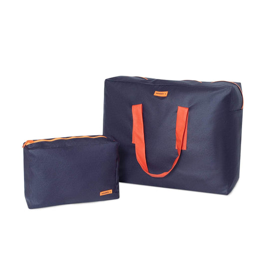 Pack Bolsa MyBigBag y Neceser Reversible - Azul Marino asas naranja Pack Bolsa MyBigBag y Neceser Reversible - Azul Marino asas naranja
