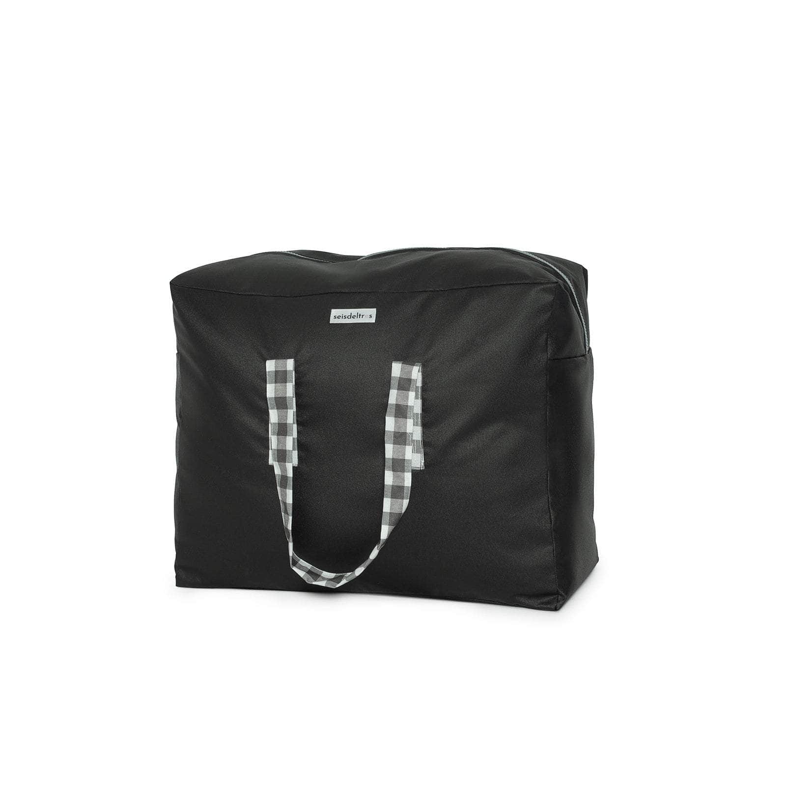 Pack Bolsa MyBigBag y Neceser Reversible - Negra con asas y cremallera vichy negro