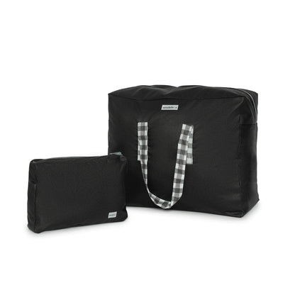 Pack Bolsa MyBigBag y Neceser Reversible - Negra con asas y cremallera vichy negro