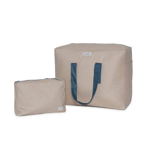 Pack Bolsa MyBigBag y Neceser Reversible -  Piedra con asas y cremallera petrol