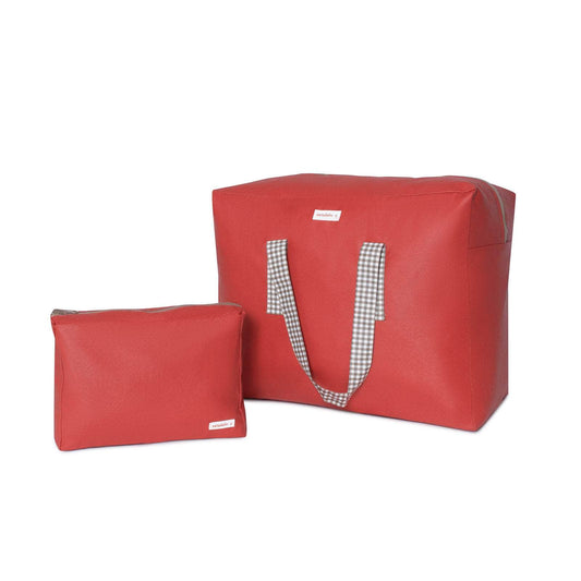 Pack Bolsa MyBigBag y Neceser Reversible - Teja asas minivichy marrón Pack Bolsa MyBigBag y Neceser Reversible - Teja asas minivichy marrón