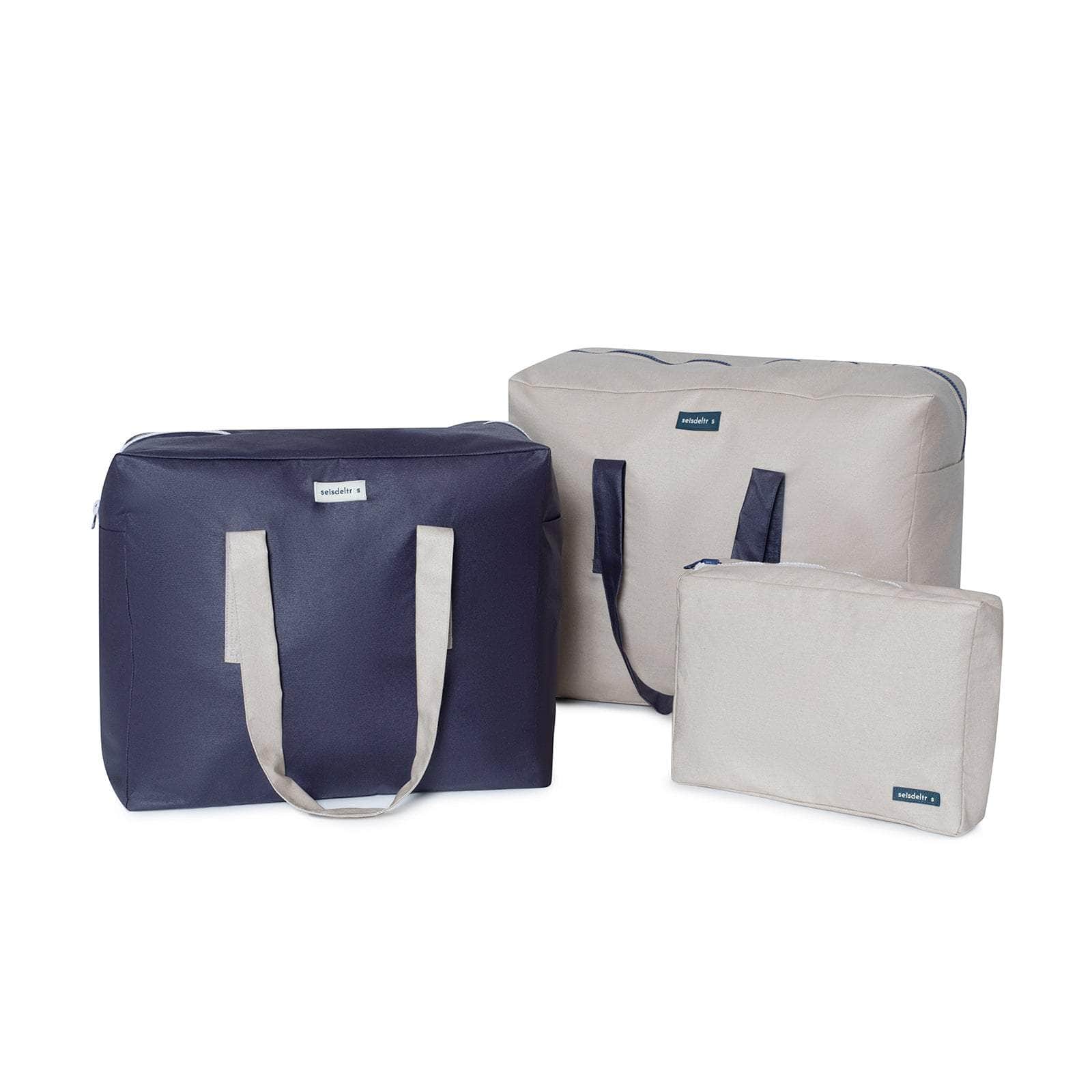 pack mybigbag Pack completo - bolsa XL, bolsa L y neceser - Azul Marino / Beige Pack completo - bolsa XL, bolsa L y neceser - Azul Marino / Beige