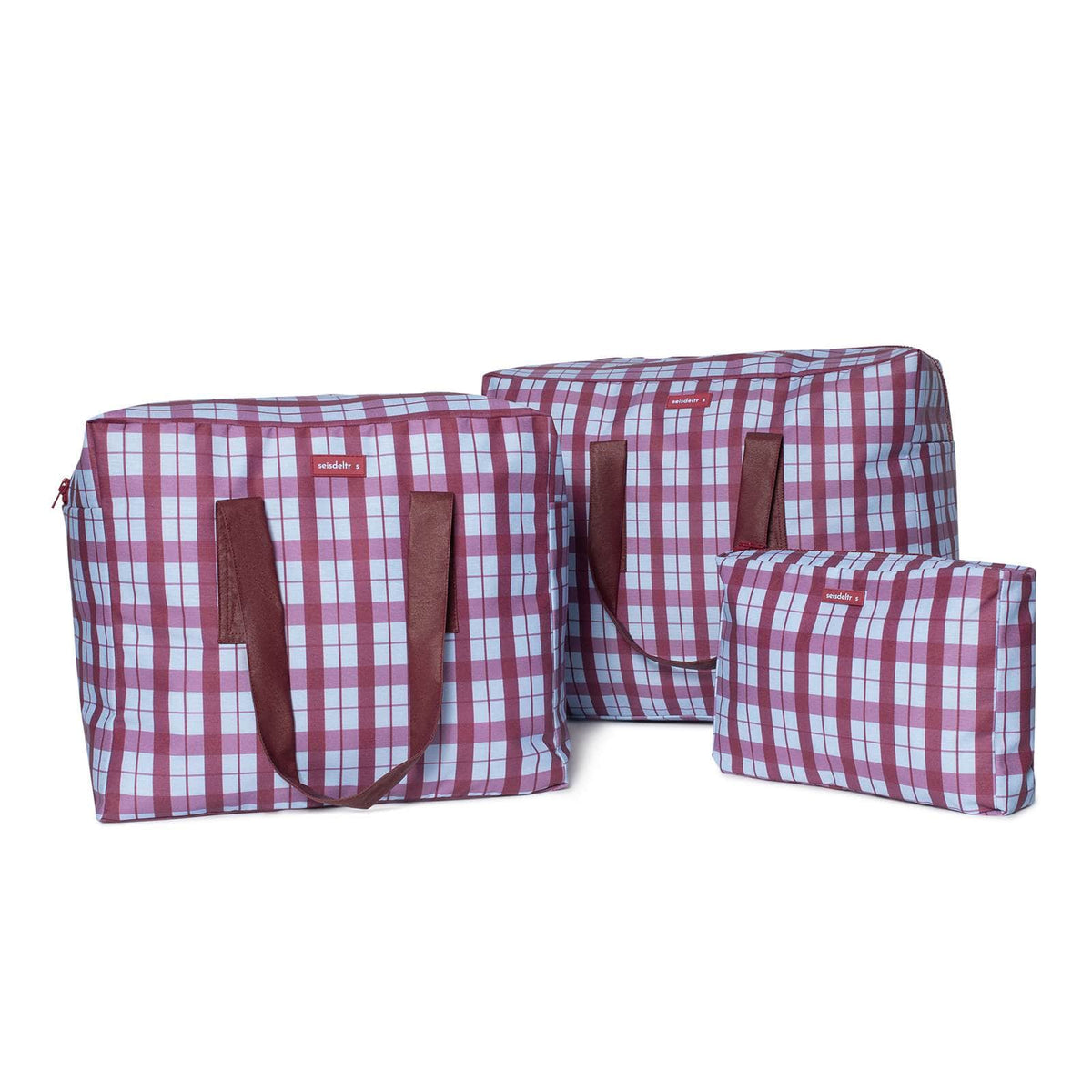 pack mybigbag Pack completo - bolsa XL, bolsa L y neceser - Burdeos/Rayas/Escocesa Pack completo - bolsa XL, bolsa L y neceser - Burdeos/Rayas/Escocesa