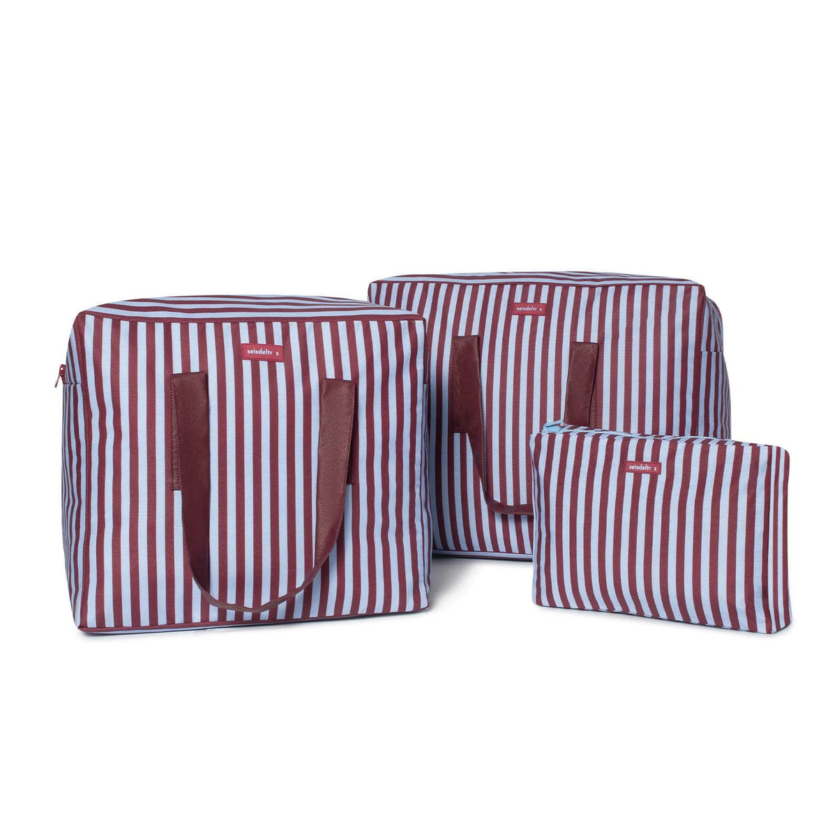 pack mybigbag Pack completo - bolsa XL, bolsa L y neceser - Burdeos/Rayas/Escocesa Pack completo - bolsa XL, bolsa L y neceser - Burdeos/Rayas/Escocesa