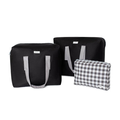 pack mybigbag Pack completo - bolsa XL, bolsa L y neceser - Negra asas gris Pack completo - bolsa XL, bolsa L y neceser - Negra asas gris
