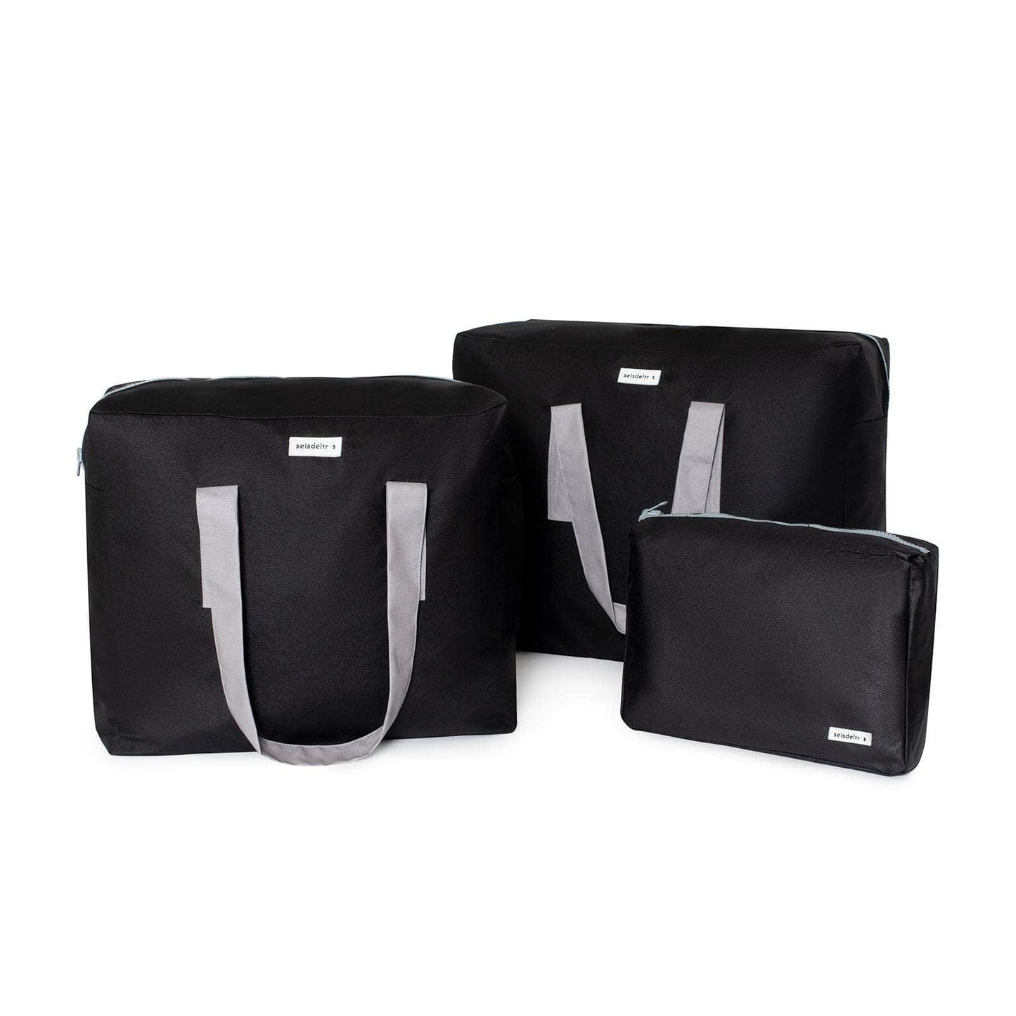 pack mybigbag Pack completo - bolsa XL, bolsa L y neceser - Negra asas gris Pack completo - bolsa XL, bolsa L y neceser - Negra asas gris