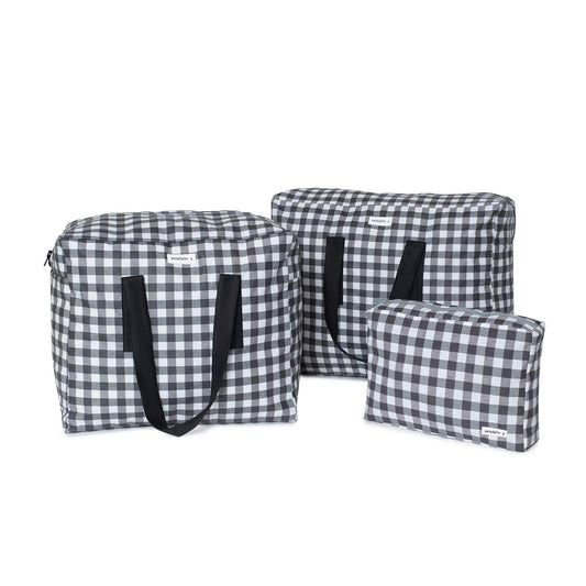 pack mybigbag Pack completo - bolsa XL, bolsa L y neceser - Vichy negro Pack completo - bolsa XL, bolsa L y neceser - Vichy negro