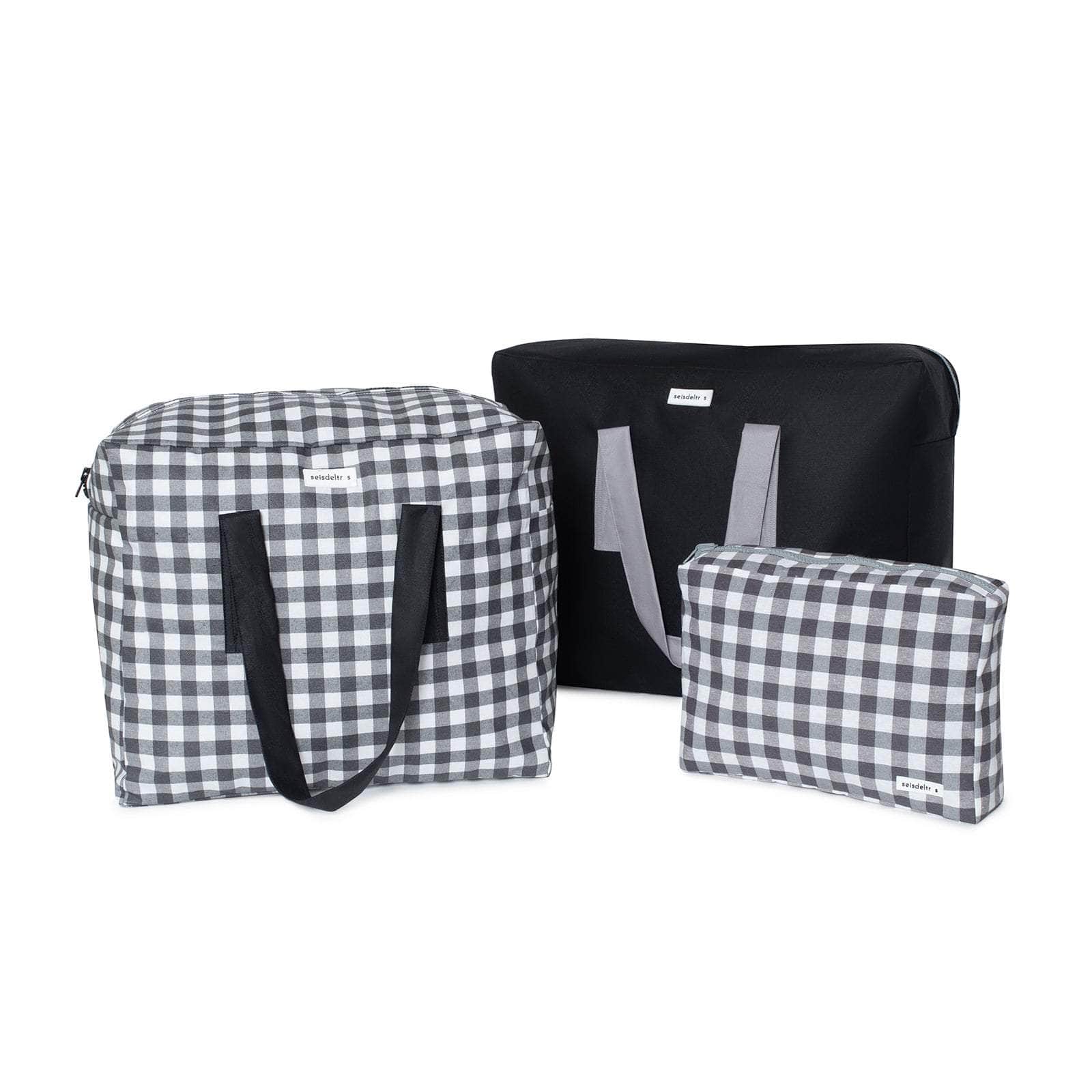pack mybigbag Pack completo - bolsa XL, bolsa L y neceser - Vichy negro Pack completo - bolsa XL, bolsa L y neceser - Vichy negro