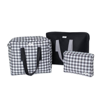 pack mybigbag Pack completo - bolsa XL, bolsa L y neceser - Vichy negro Pack completo - bolsa XL, bolsa L y neceser - Vichy negro