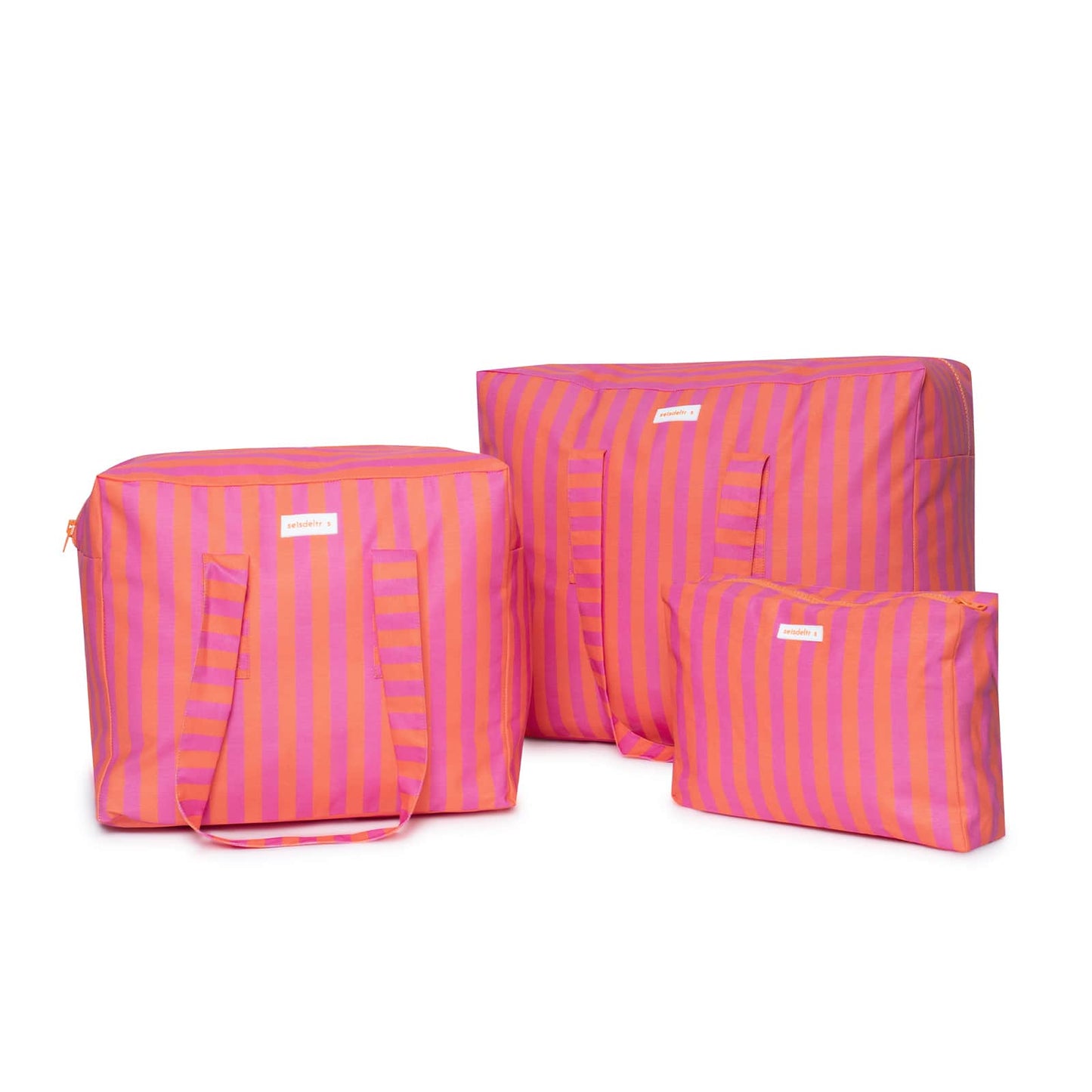 pack mybigbag Pack completo - bolsa XL, bolsa M y Neceser Rayas Naranja/Rosa Pack completo - bolsa XL, bolsa M y Neceser Rayas Naranja/Rosa