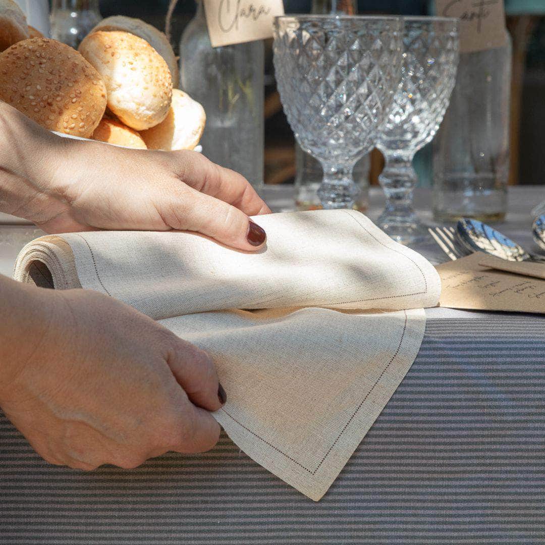 Servilletas Reutilizables Lino Color Natural (rollo 20 ud) Servilletas de lino reutilizables | Rollo de tela lavable