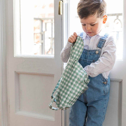 Mochila para bebé Cuadros Verde Empolvado