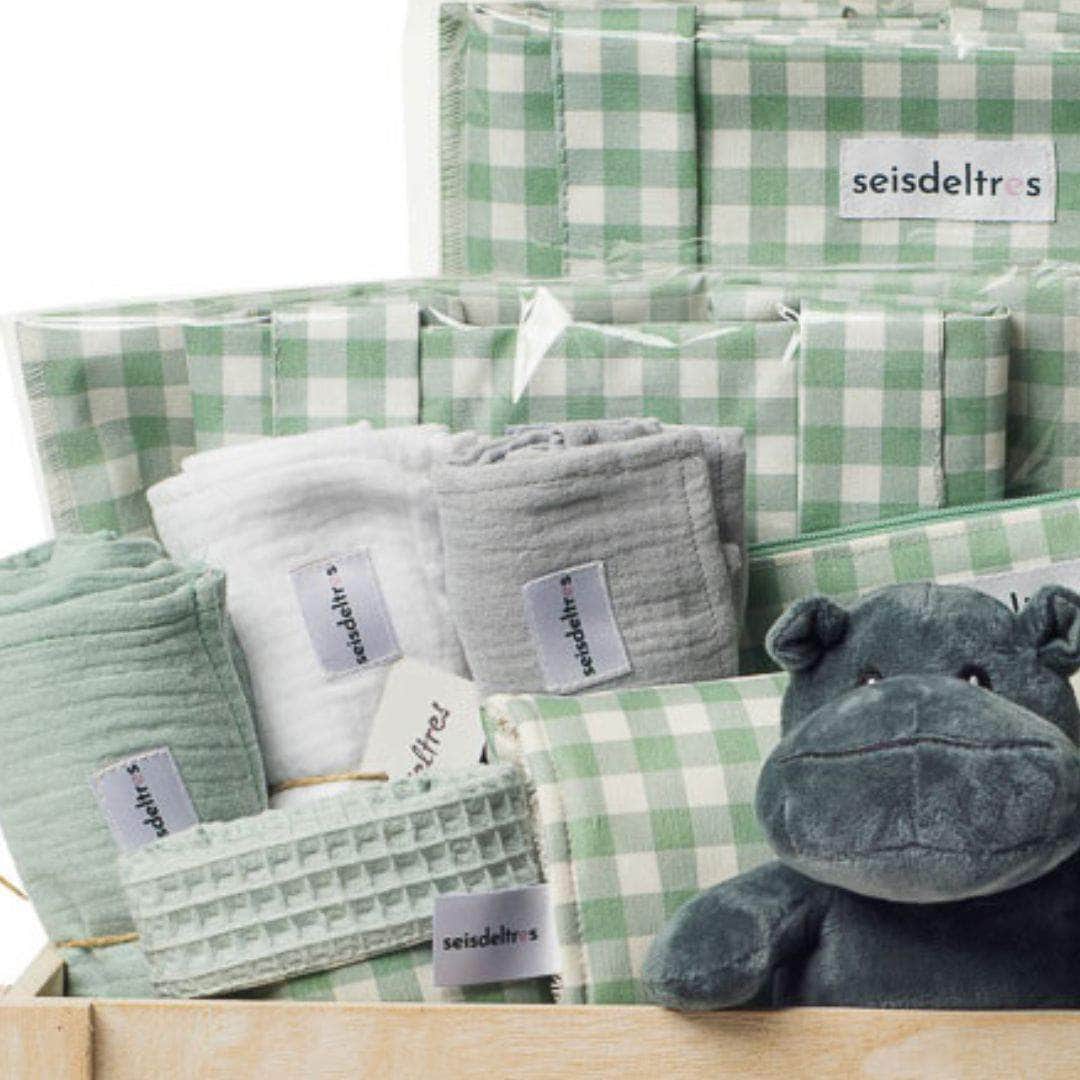 Pack Trío muselinas (Gris-Blanco-Verde Empolvado)